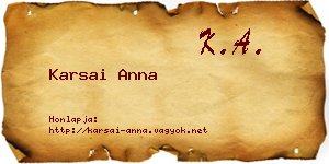 Karsai Anna névjegykártya